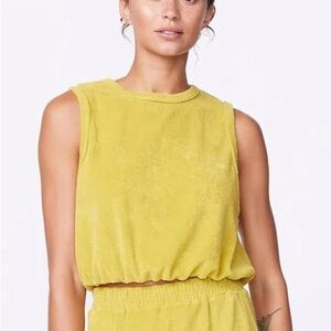 Monrow Yellow green terry tank top